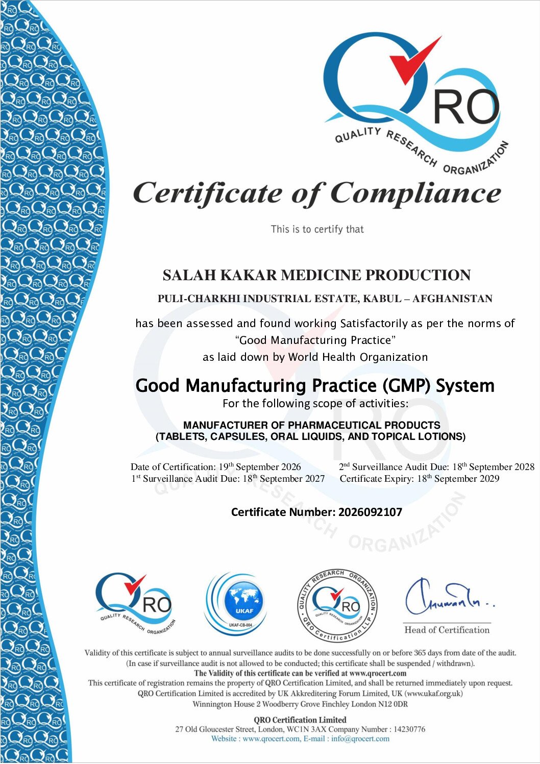 2026092107 SALAH KAKAR MEDICINE PRODUCTION GMP – qro ukaf
